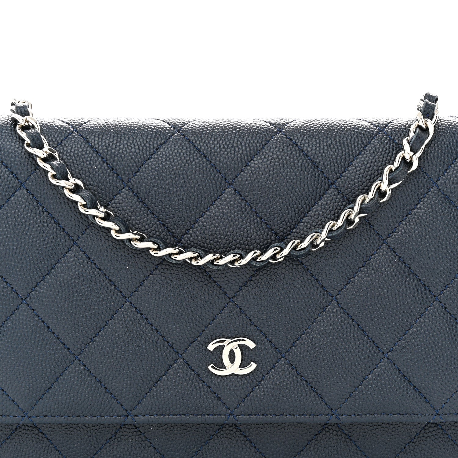 Chanel Caviar Quilted Wallet on Chain WOC Navy 8 of 11