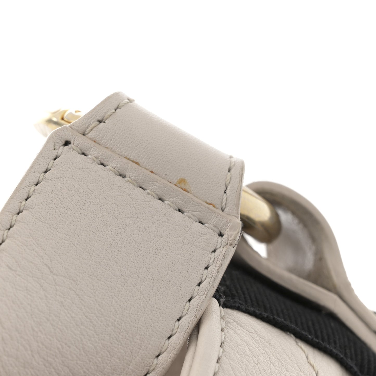 Calfskin Stitched Large Button Up Hobo Ivory Black