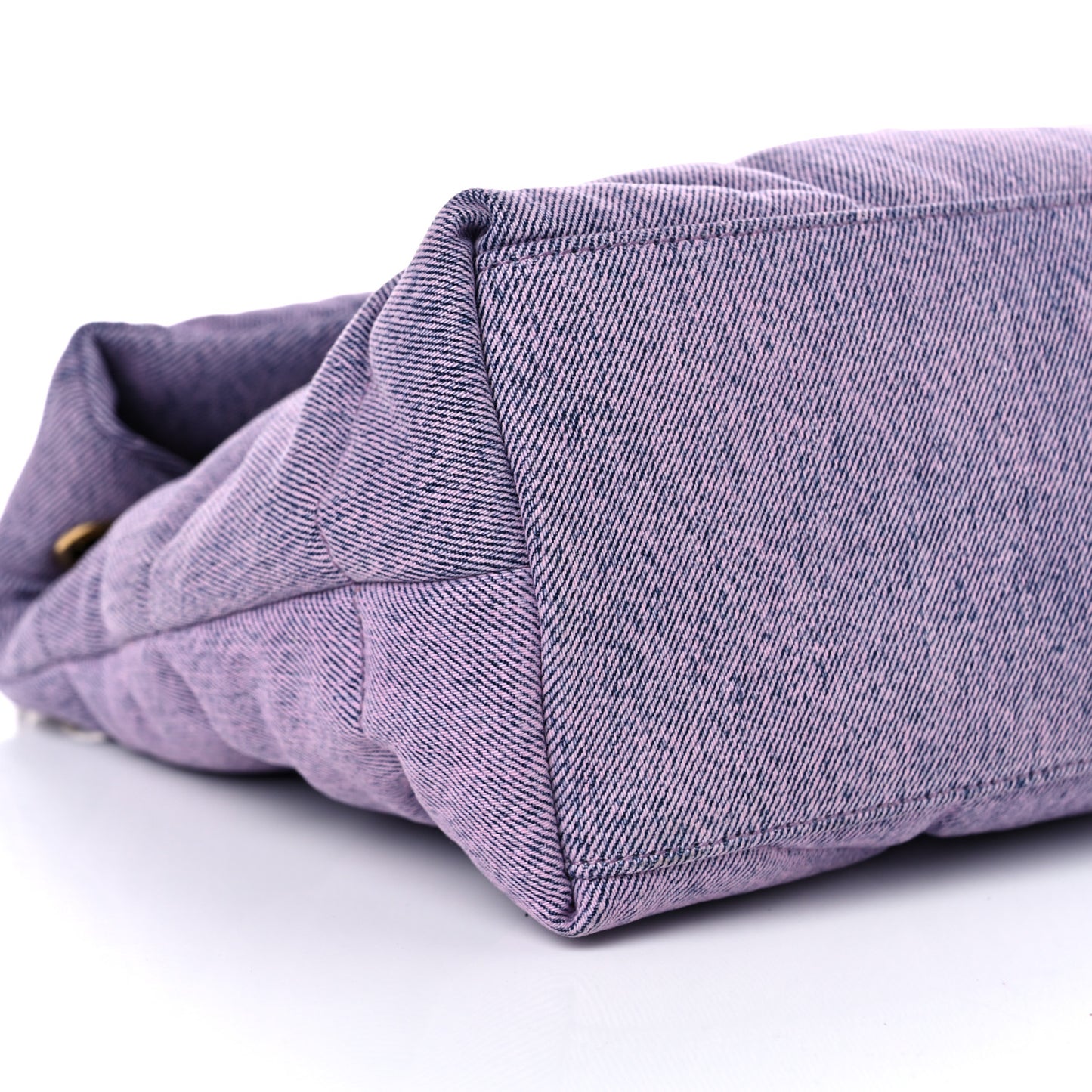 Denim Quilted Medium Loulou Puffer Monogram Chain Satchel Bleached Lilac