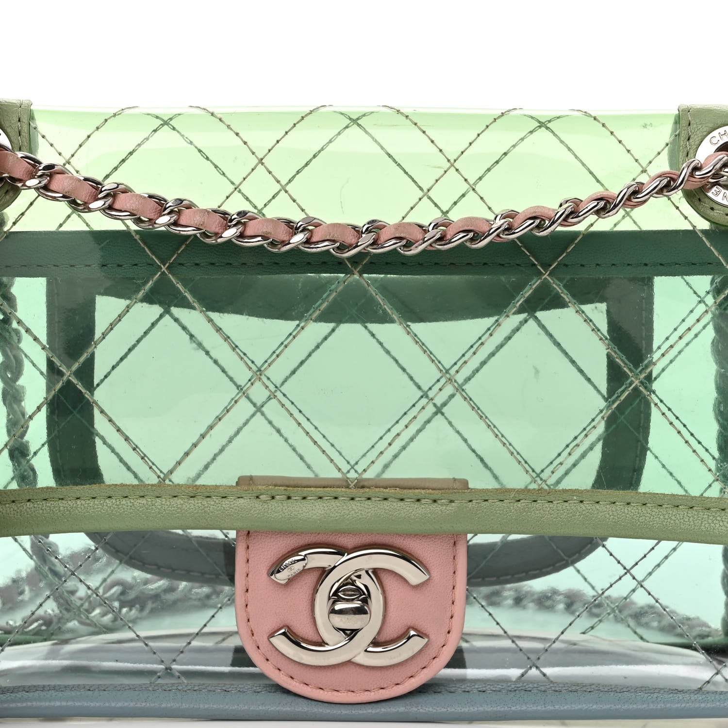 Chanel Lambskin PVC Quilted Mini Coco Splash Flap Blue Green 7 of 9