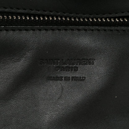 Saint Laurent Raffia Calfskin Celtic Buckle Medium Panier Tote Black 6 of 9