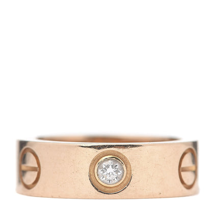 Cartier 18K Pink Gold 3 Diamond 5.5mm LOVE Ring 46 3.75 1 of 4
