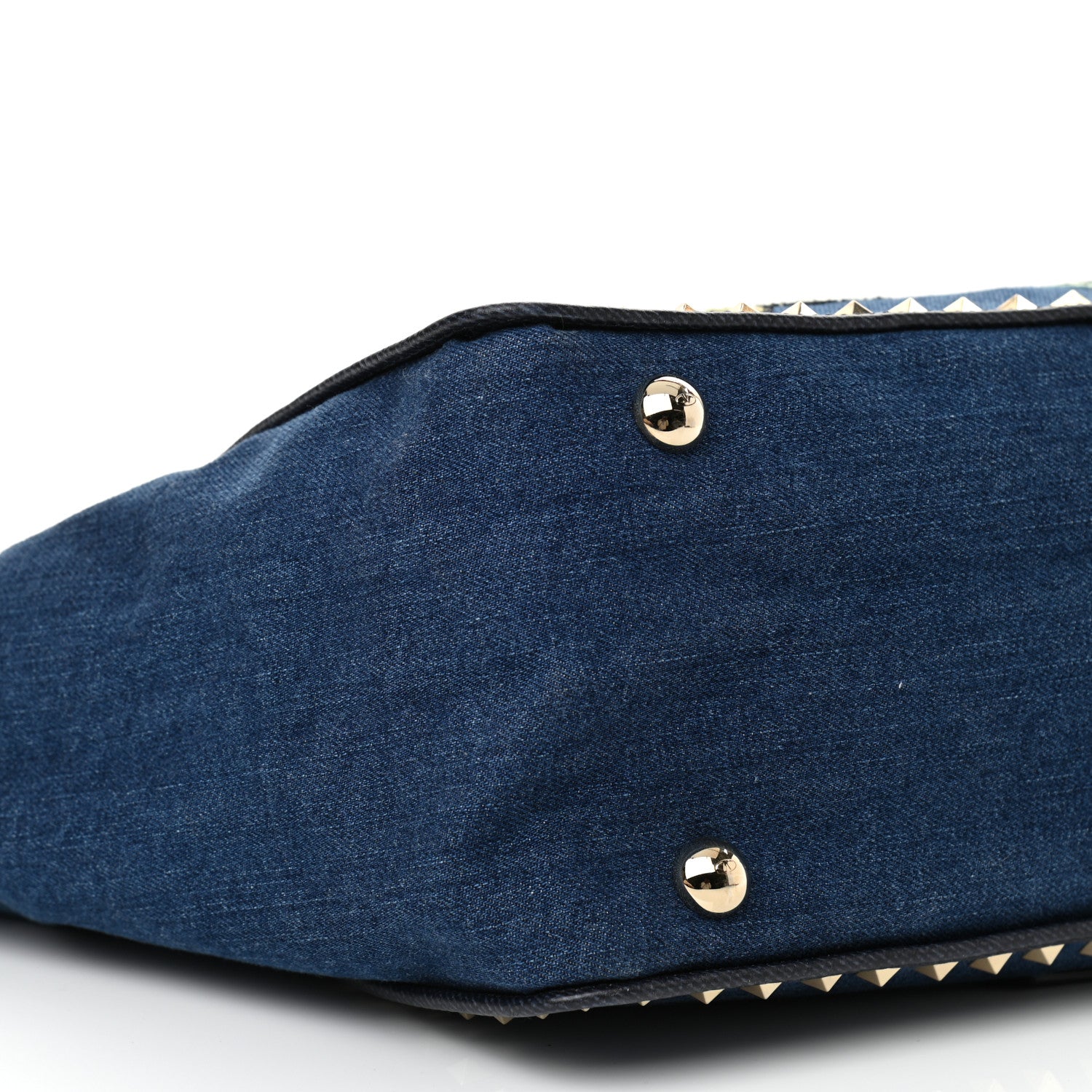 Valentino Garavani Denim Butterfly Embroidered Medium Rockstud Tote Light Denim Multicolor 9 of 10