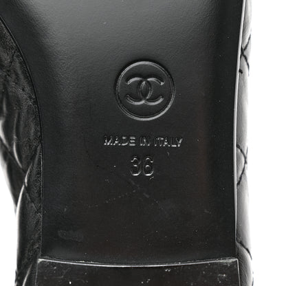 Chanel Aged Calfskin Quilted CC Cap Toe Ballerina Flats 36 Black 8 of 10
