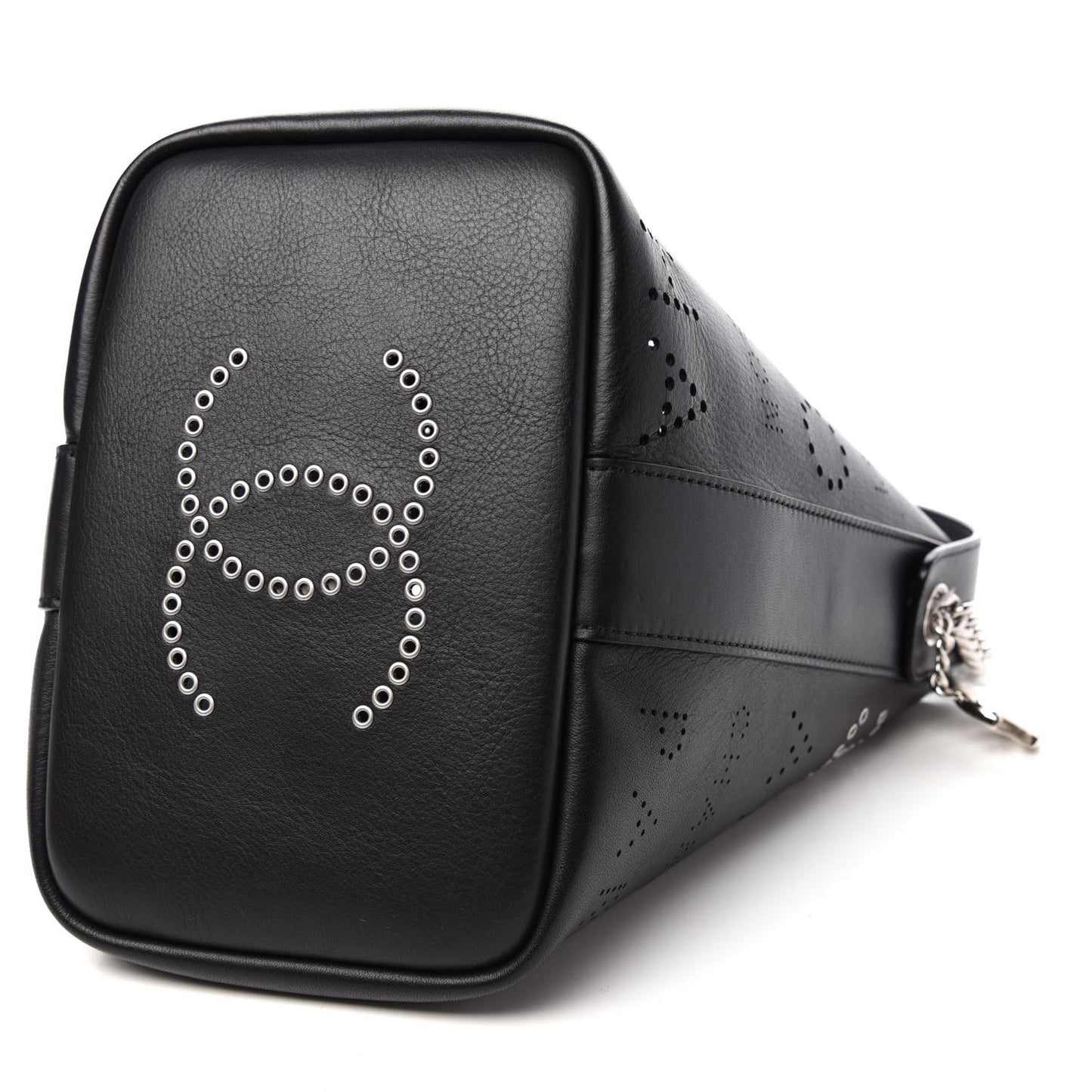 Calfskin Tweed Small Piercing Light Bucket Bag Black