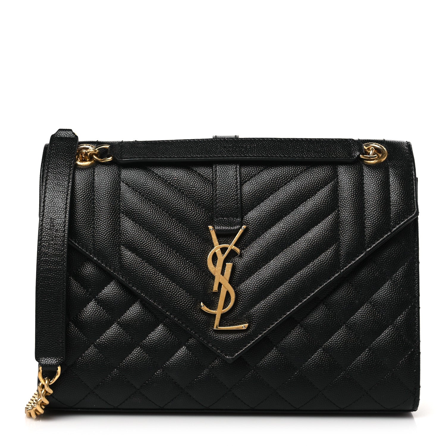 Saint Laurent Grain De Poudre Textured Mixed Matelasse Triquilt Medium Monogram Satchel Black 1 of 9
