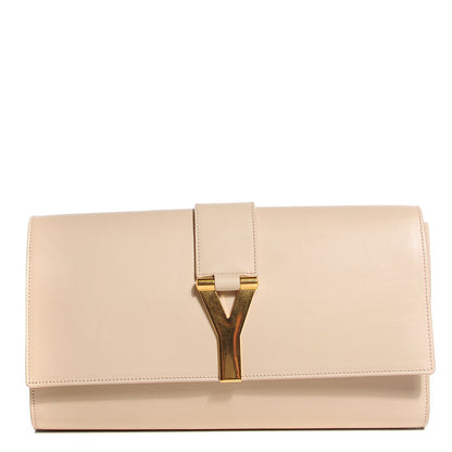 Saint Laurent Calfskin Classic Y Clutch Light Beige 1 of 8