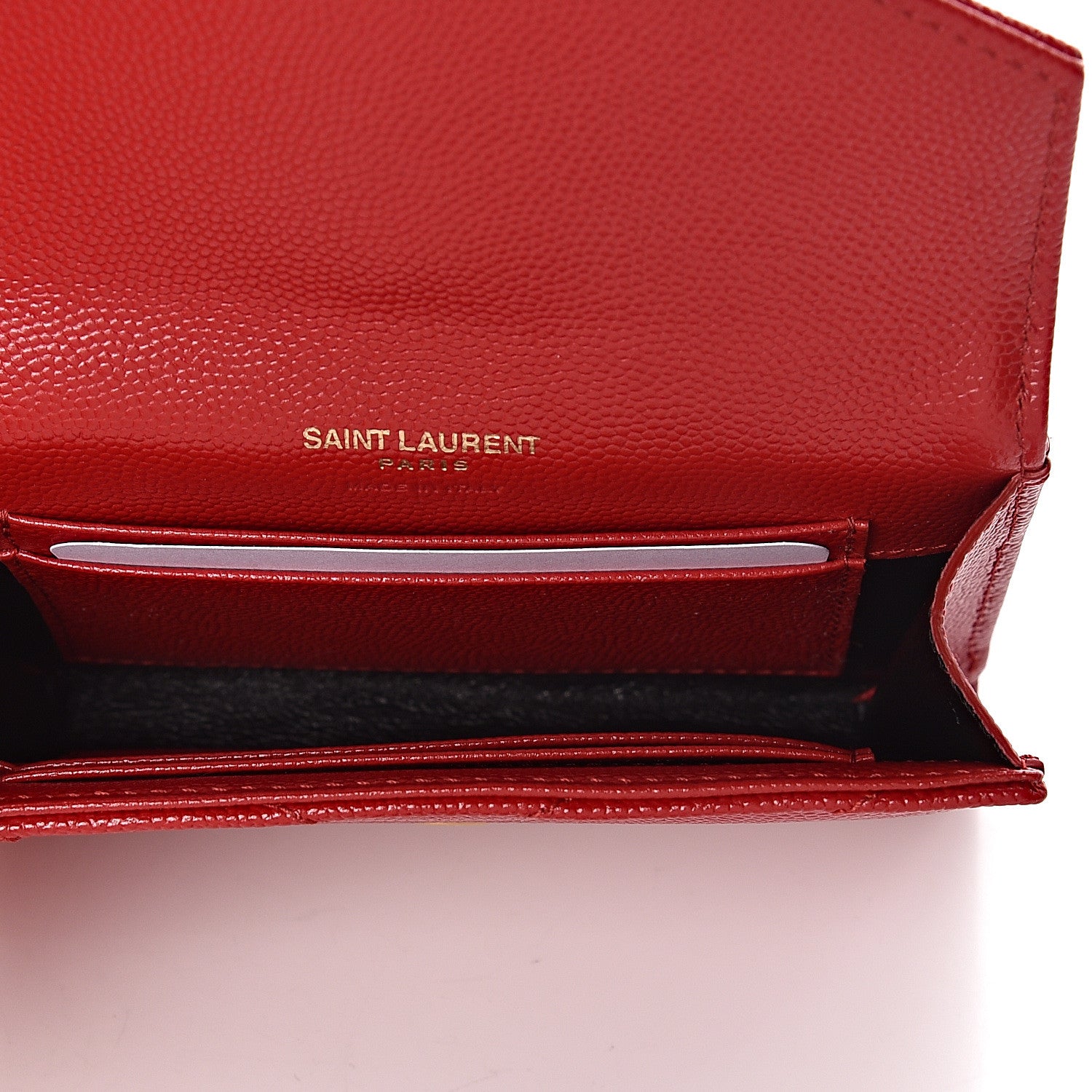 Saint Laurent Grain De Poudre Matelasse Chevron Small Monogram Envelope Wallet Bandana Red 5 of 7