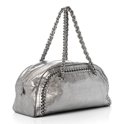 Chanel Metallic Goatskin Medium Luxe Ligne Bowler Silver 3 of 12