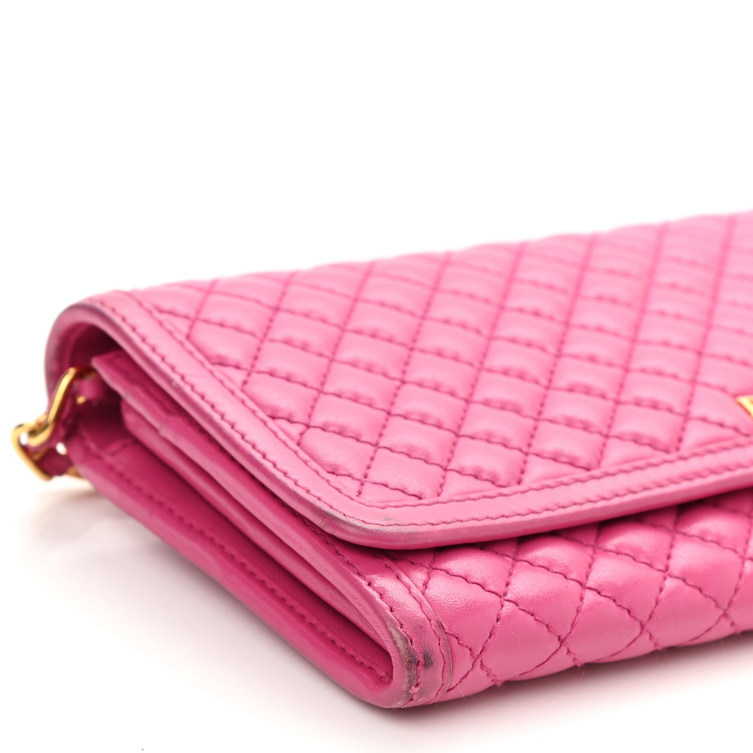 Prada Soft Calfskin Quilted Chain Wallet Fuxia 8 of 10