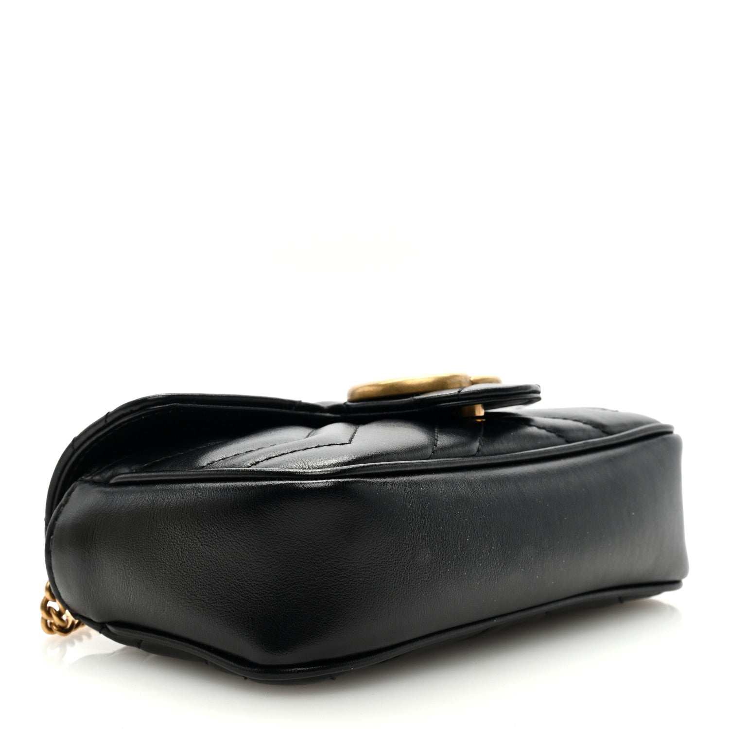 Gucci Calfskin Matelasse Super Mini GG Marmont Shoulder Bag Black 4 of 9