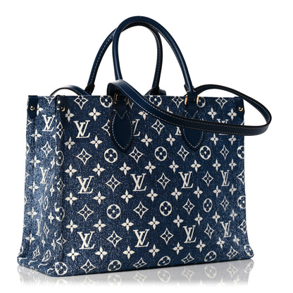 Louis Vuitton Monogram Jacquard Denim Onthego MM Bleu 3 of 8