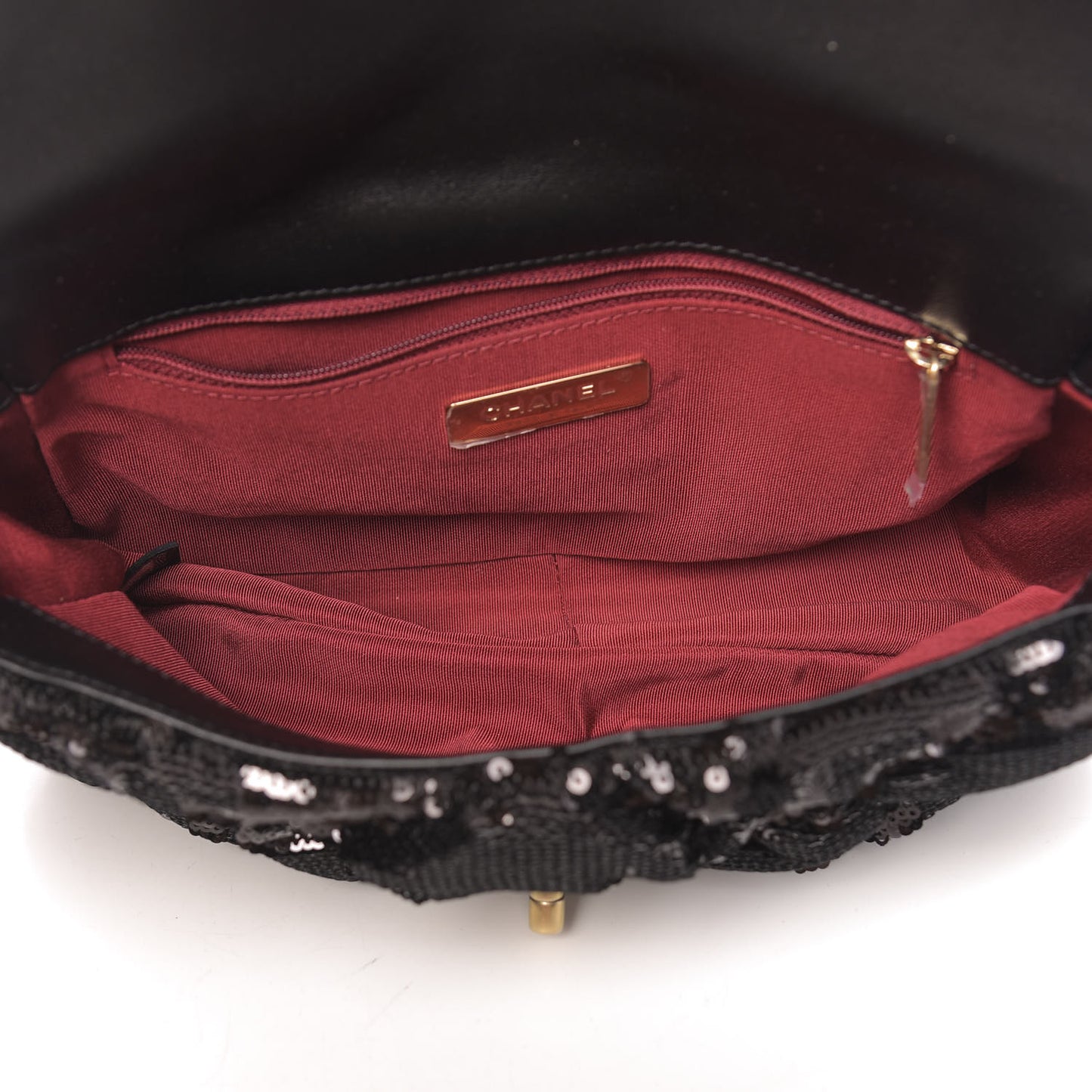 Sequin Quilted Medium 19 Flap Black