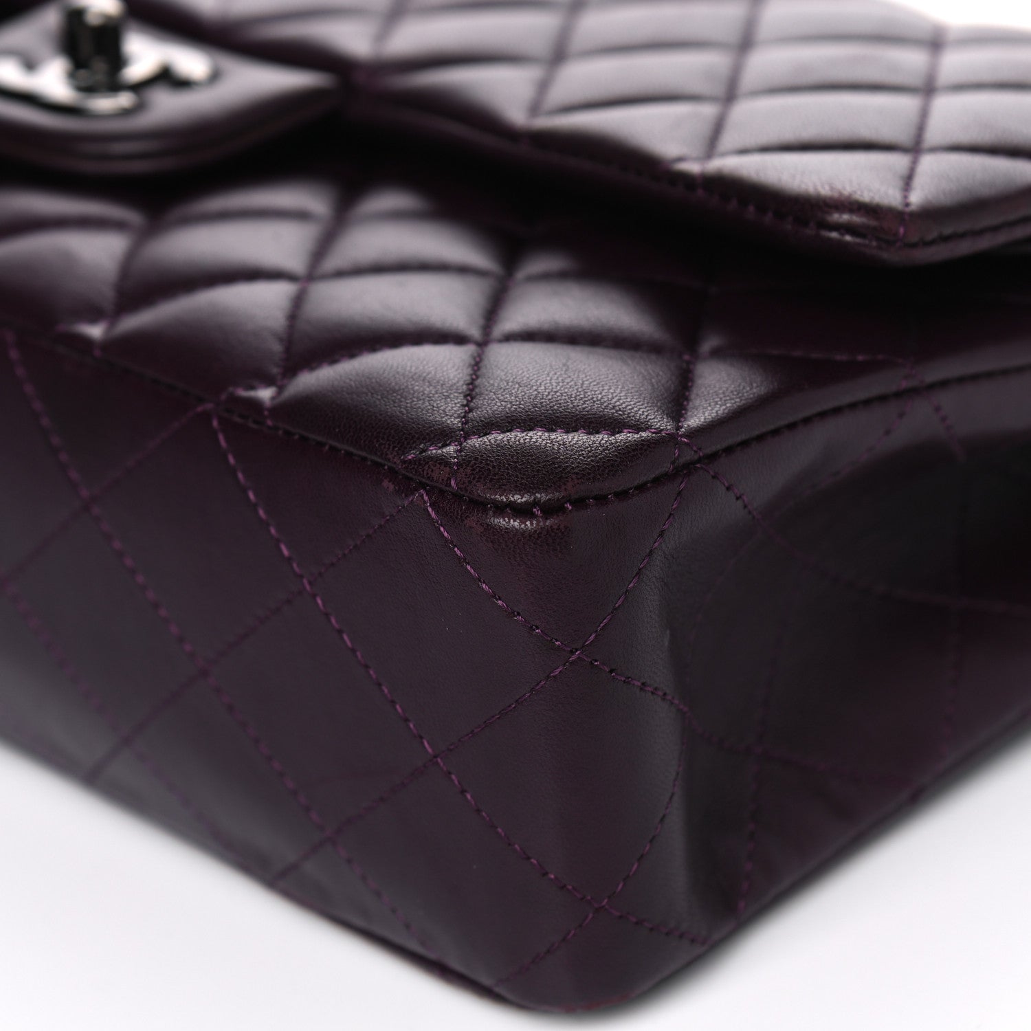 Chanel Lambskin Quilted Medium Double Flap Purple 8 of 10
