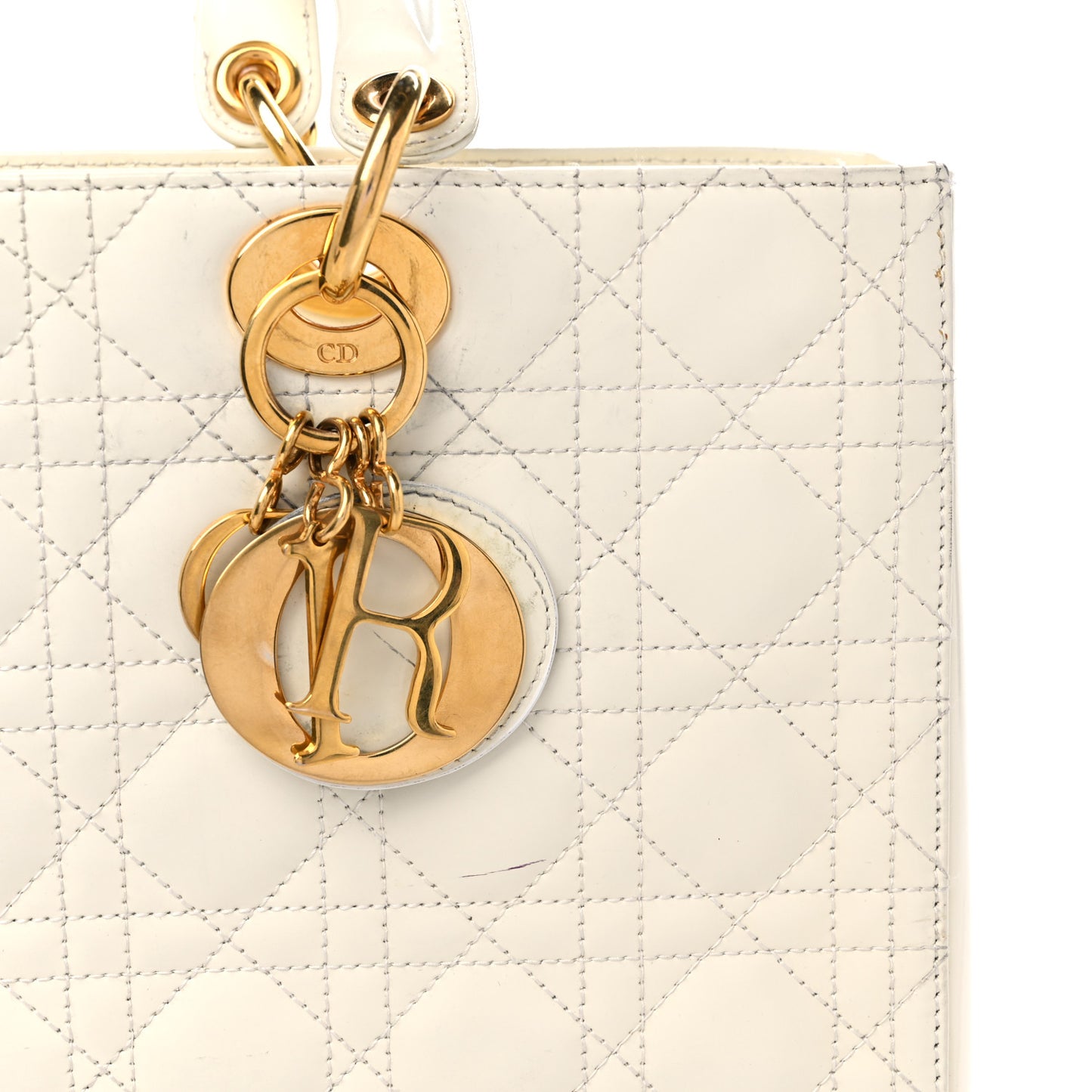 Lambskin Cannage Large Lady Dior White