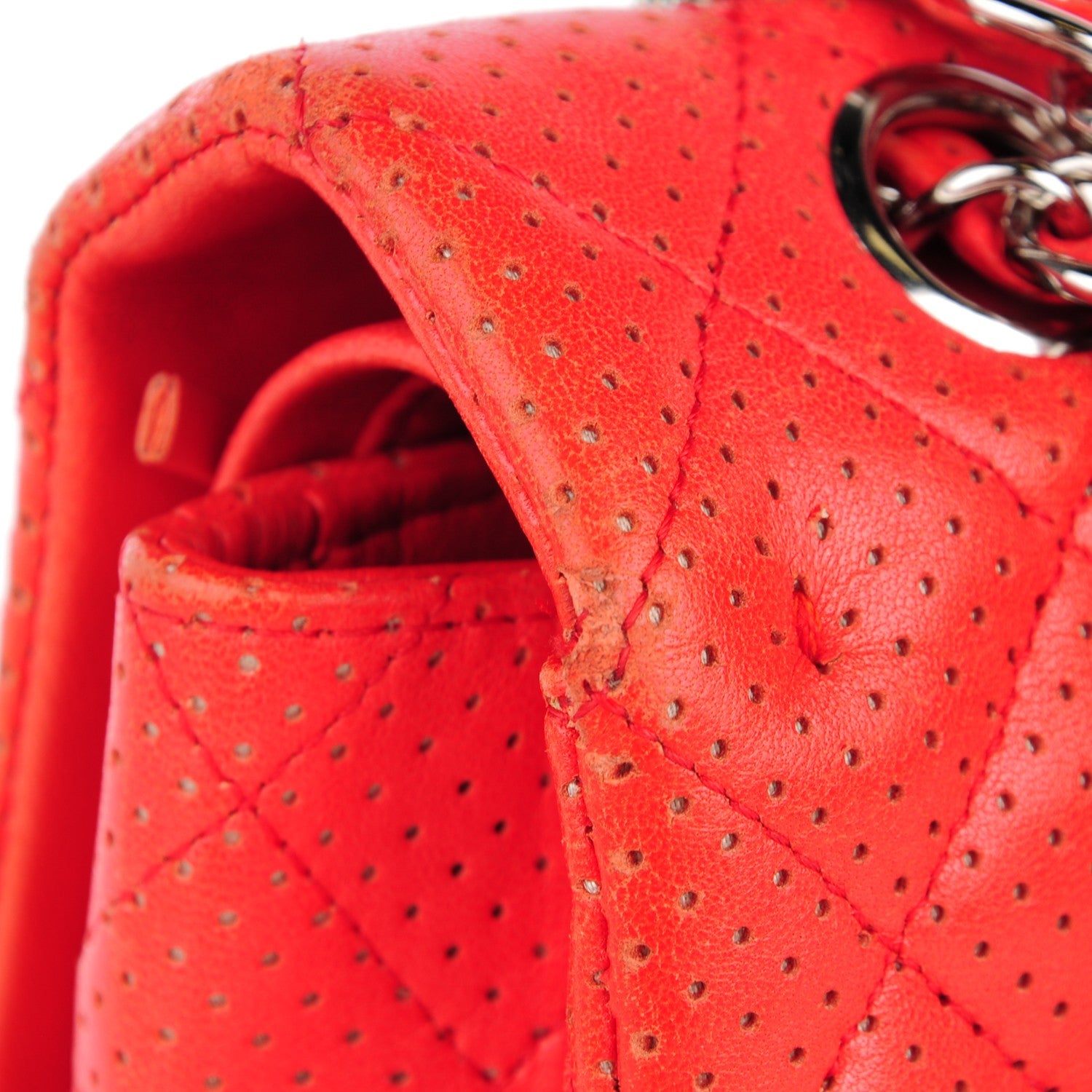 Chanel Lambskin Perforated Medium Double Flap Red 10 of 15