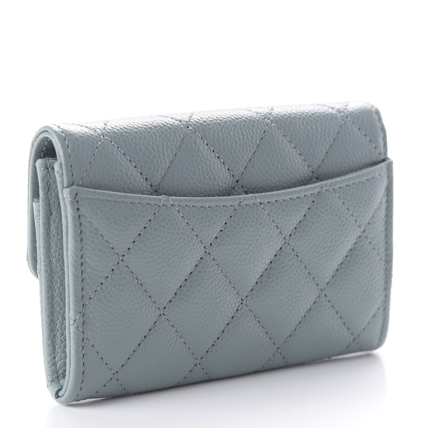 Chanel Caviar Quilted Flap Card Holder Wallet Blue 3 of 12