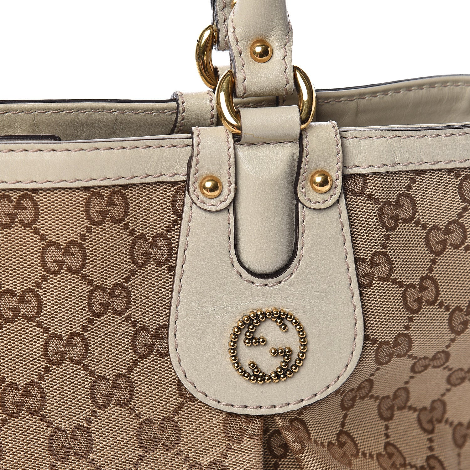 Gucci Monogram Medium Scarlett Studded Tote Off White 13 of 14