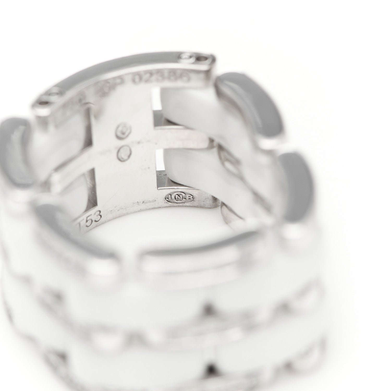 Chanel 18K White Gold Diamond Ceramic Large Ultra Ring White 53 6.5 6 of 6