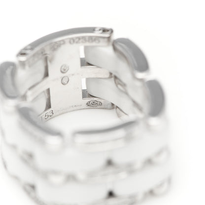Chanel 18K White Gold Diamond Ceramic Large Ultra Ring White 53 6.5 6 of 6