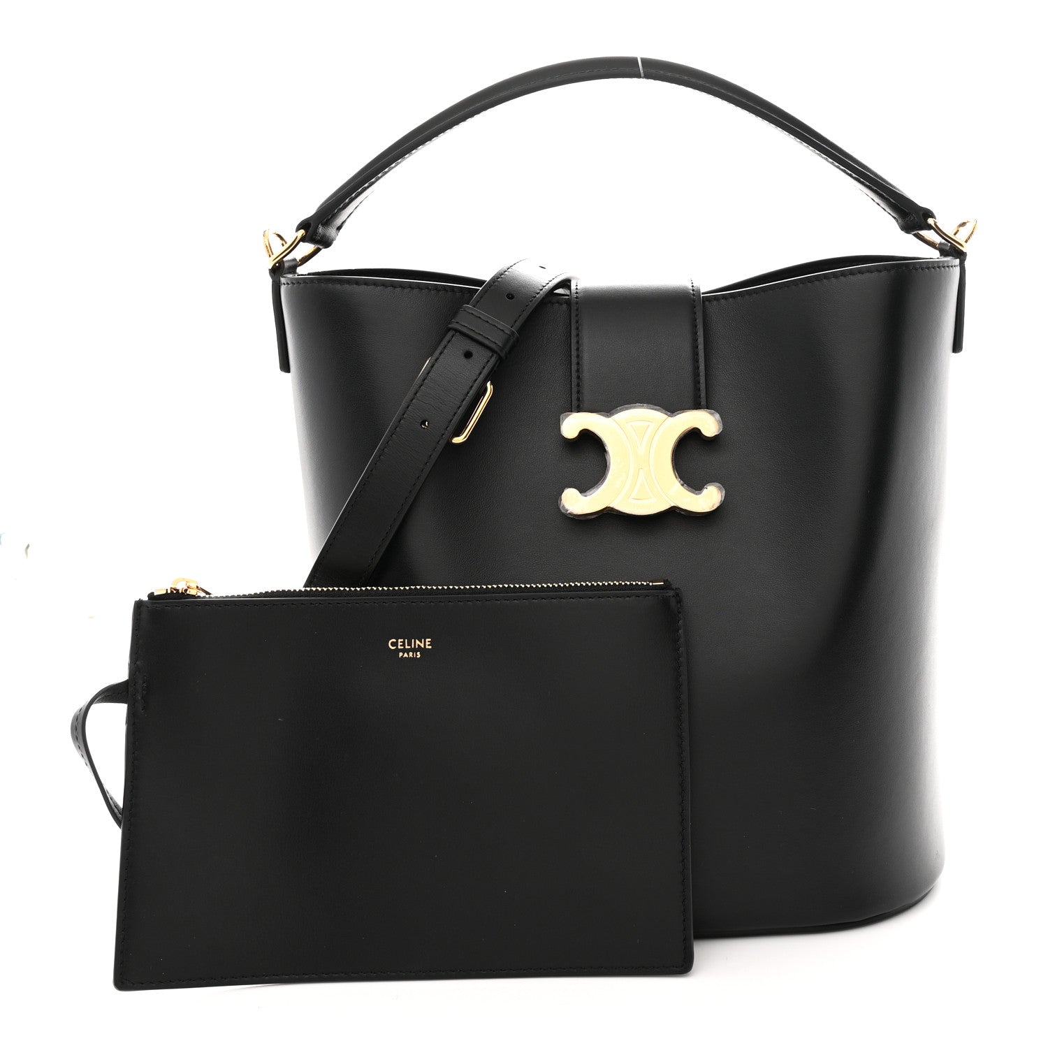 Celine Smooth Calfskin Triomphe Medium Louise Bag Black 1797791