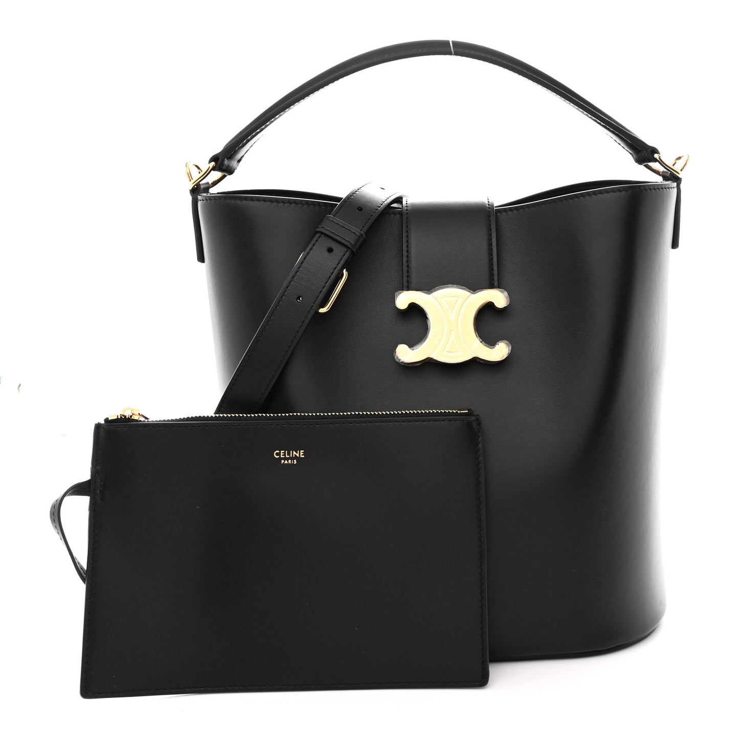 Smooth Calfskin Triomphe Medium Louise Bag Black