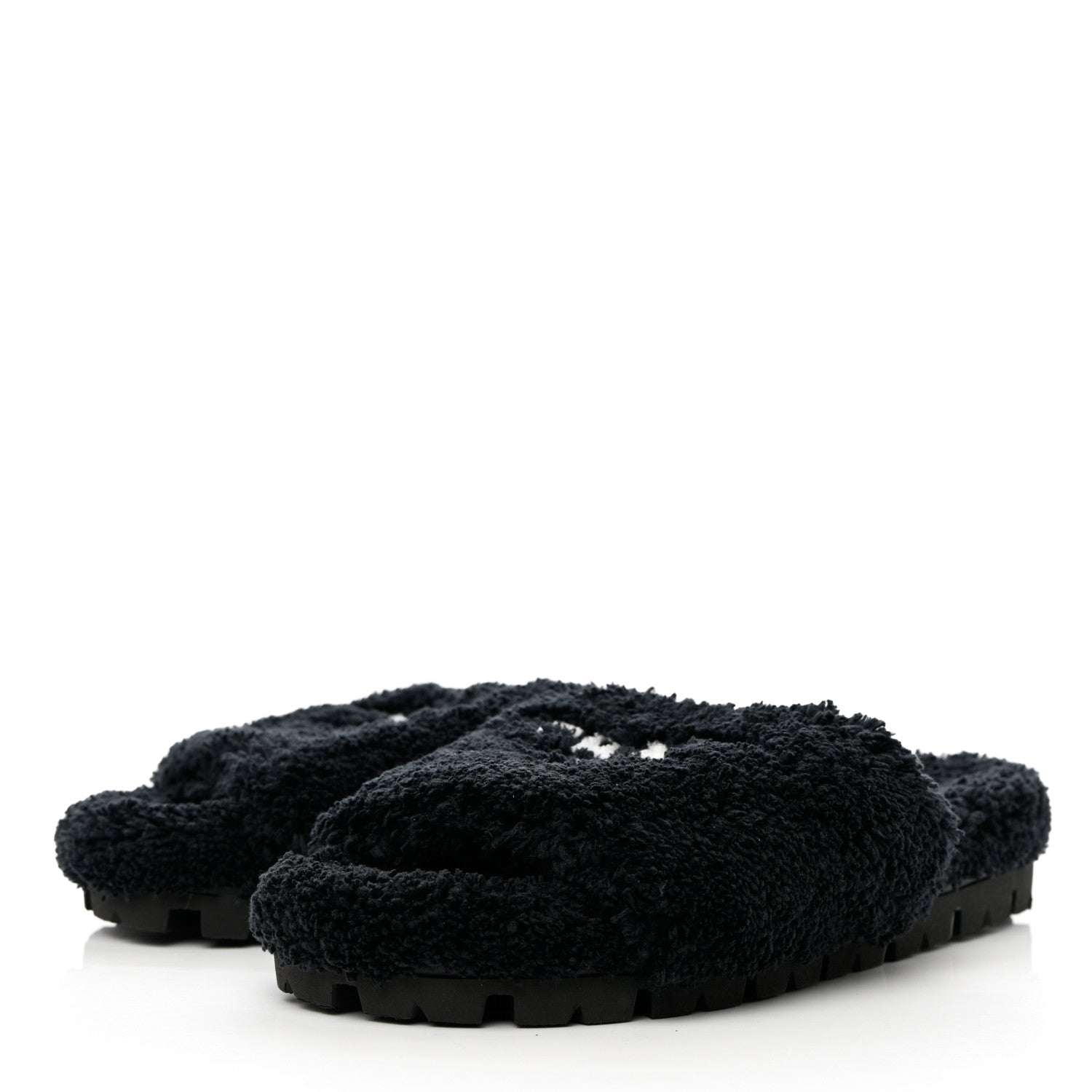 Prada Terry Cloth Logo 20mm Slide Sandals 38 Black White 3 of 8