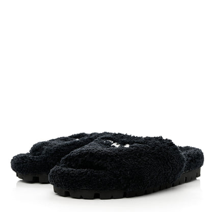 Prada Terry Cloth Logo 20mm Slide Sandals 38 Black White 3 of 8