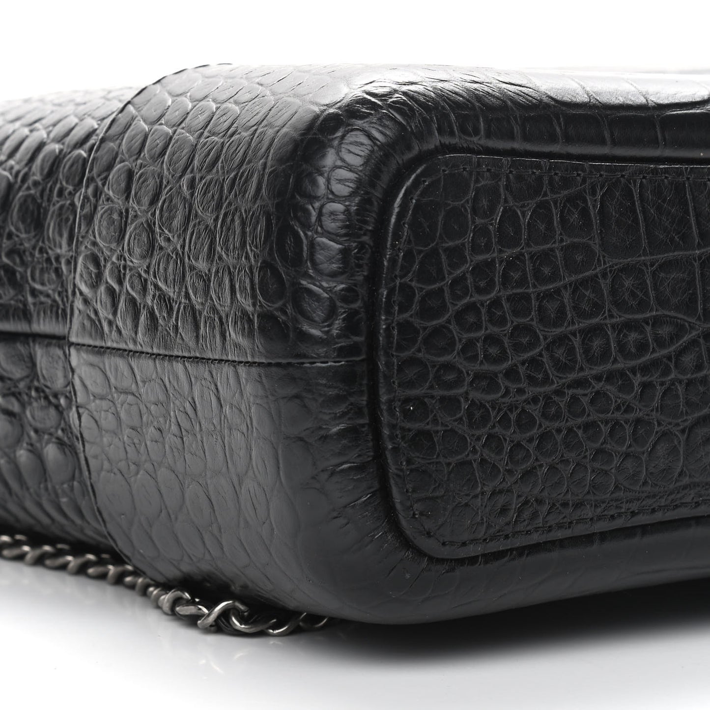 Crocodile Embossed Calfskin Medium Gabrielle Cocodile Hobo Black