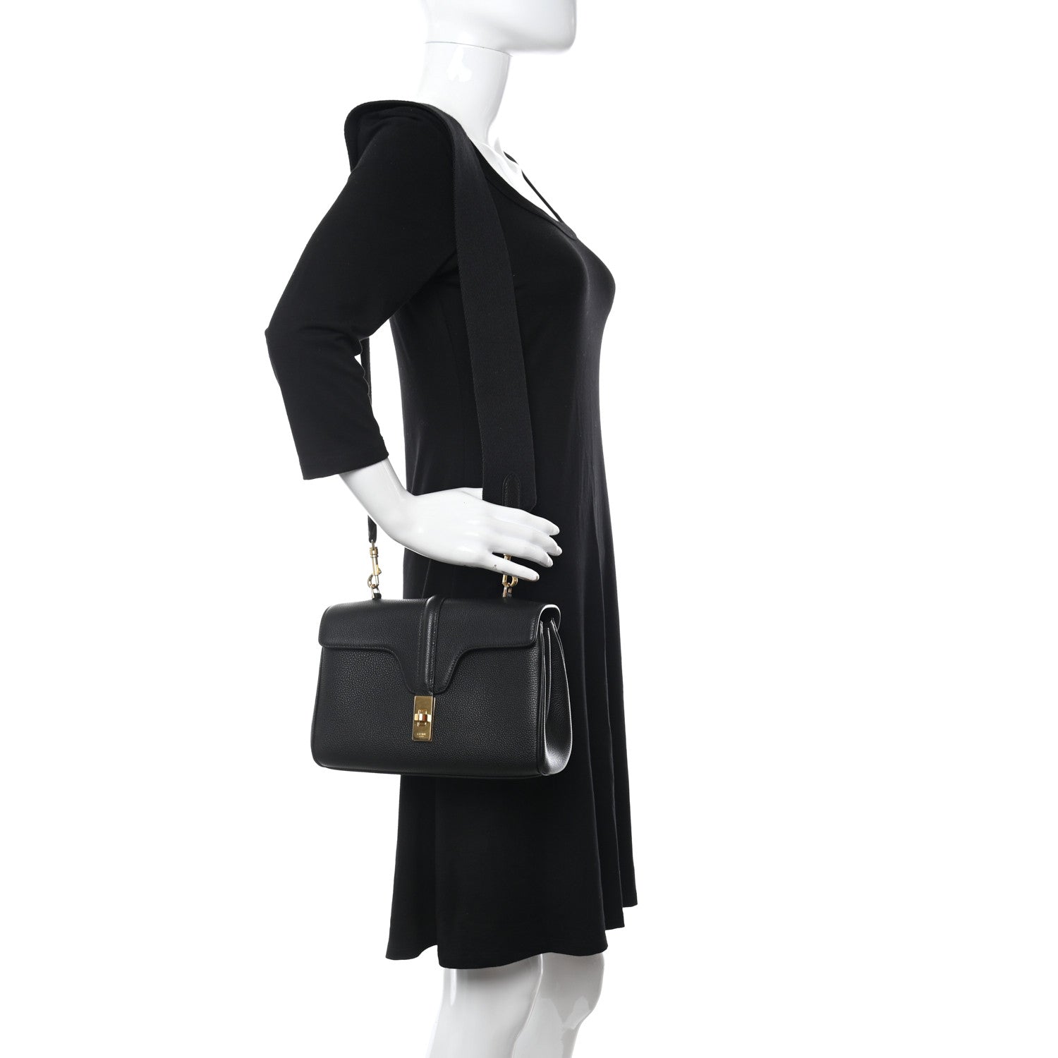 Celine Grained Calfskin Teen Soft 16 Shoulder Bag Black 2 of 10