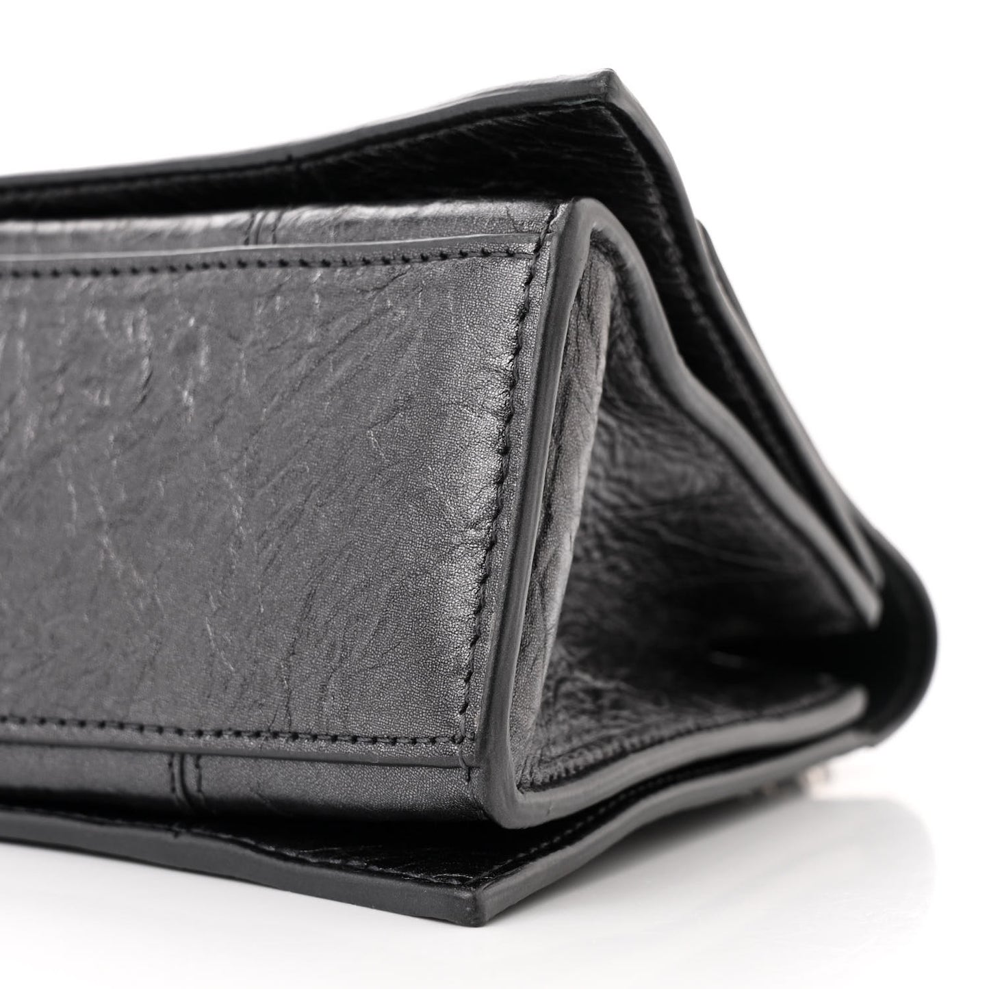 Metallic Crushed Calfskin Quilted Small Crush Chain Bag Steel Grey