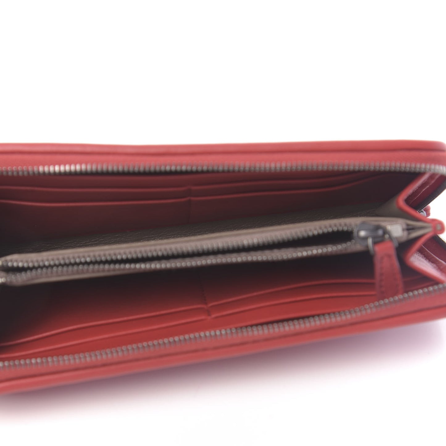Nappa Intrecciato Poodle Embroidered Zip Around Wallet China Red