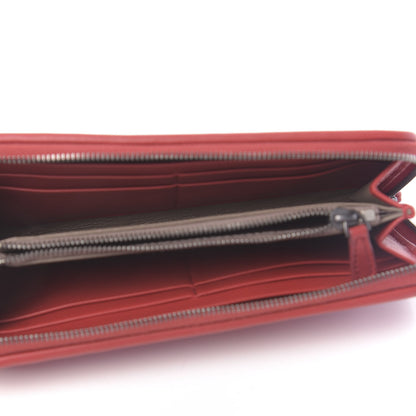 Bottega Veneta Nappa Intrecciato Poodle Embroidered Zip Around Wallet China Red 5 of 6