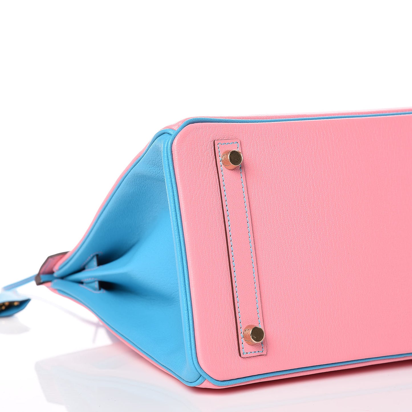 Chevre Bi-Color Horseshoe Birkin 30 Rose Confetti Bleu Azteque