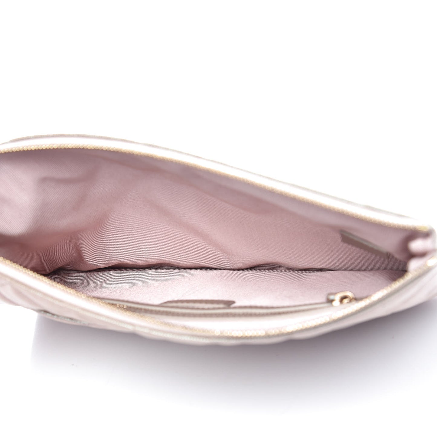 Iridescent Caviar Quilted Medium Cosmetic Case Beige