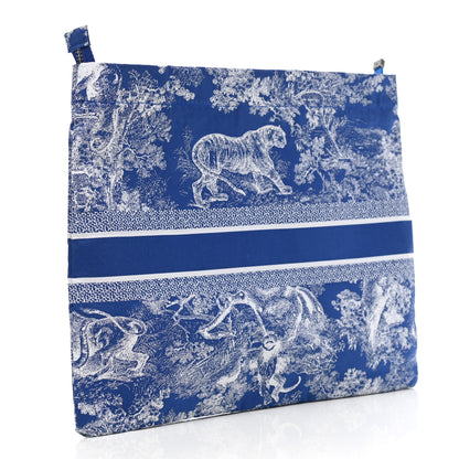 Christian Dior Embroidered Toile De Jouy Diortravel Zipped Pouch Blue 3 of 9