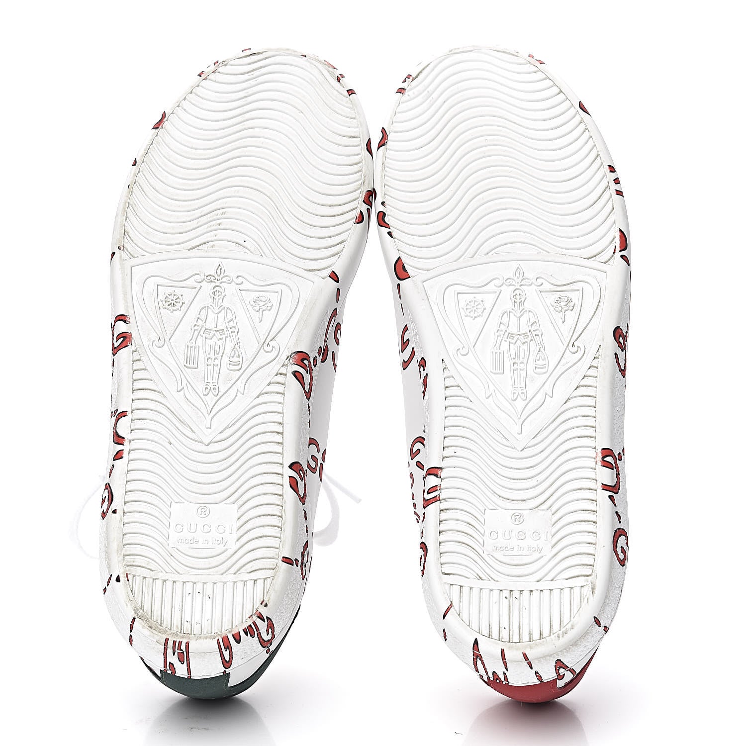 Gucci Calfskin GucciGhost Print Womens Ace Sneakers 37 White Hibiscus Red 5 of 15