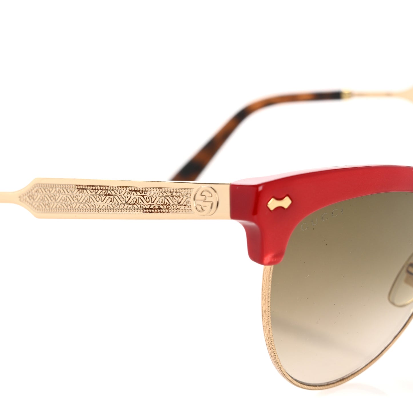 Acetate Damascato Cat Eye Sunglasses GG0055S Red Gold
