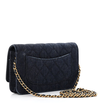 Chanel Denim Quilted Reissue Wallet On Chain WOC Blue 3 of 17