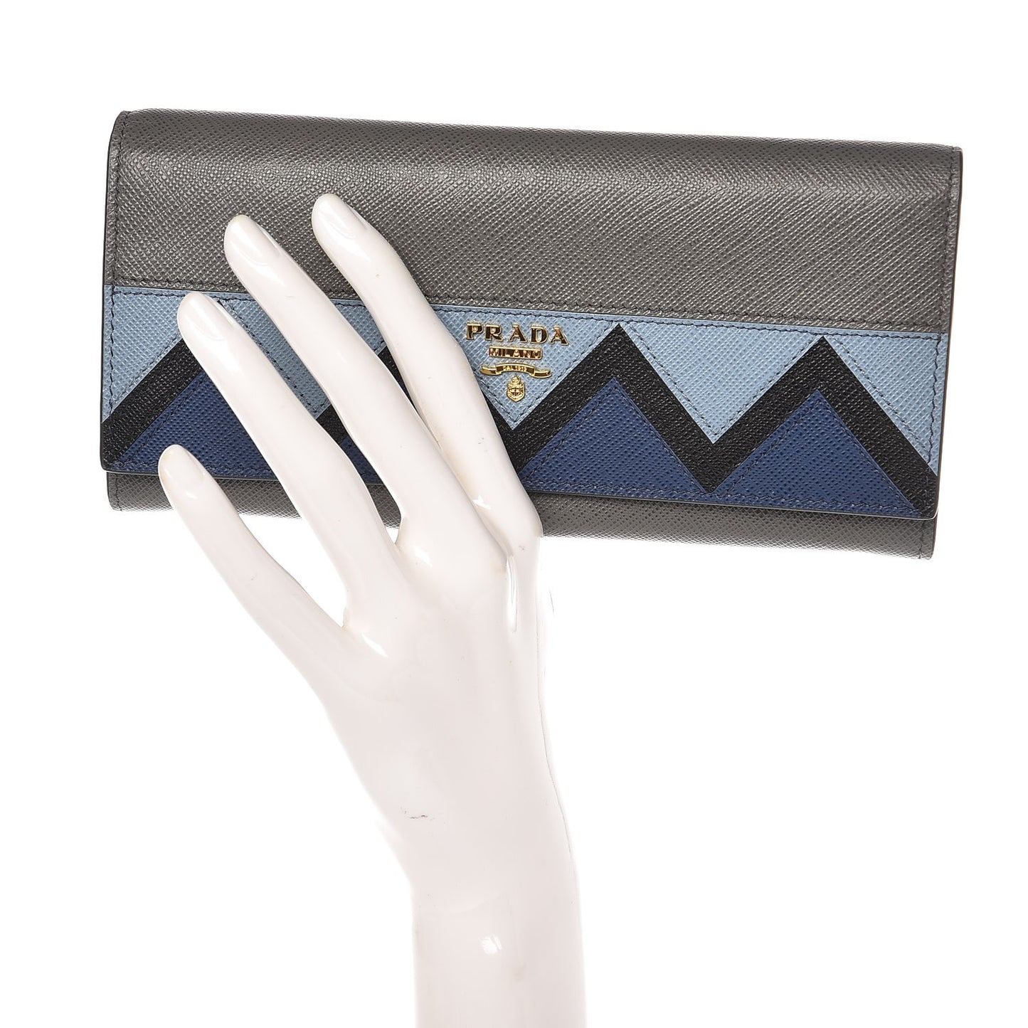 Saffiano Greche Flap Continental Wallet Marmo Astrale
