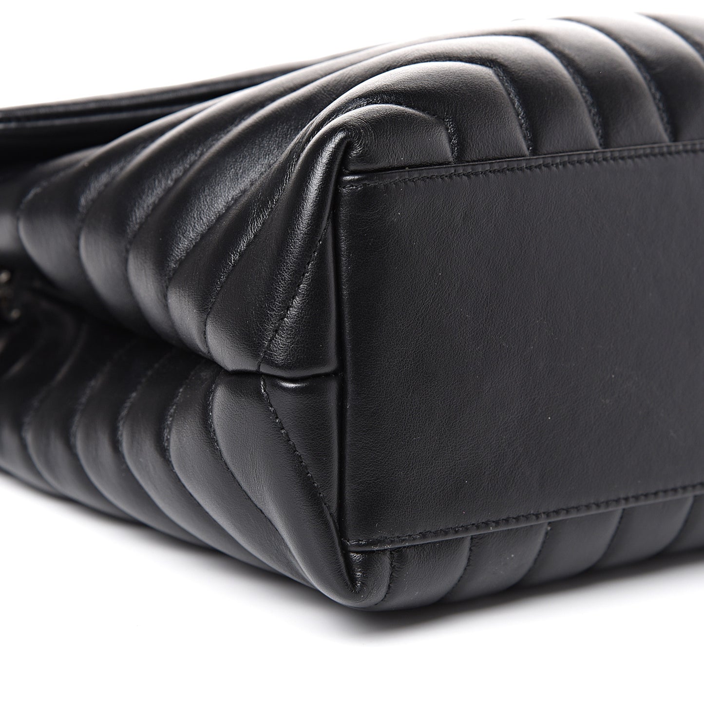 Calfskin Y Quilted Monogram Medium Loulou Chain Satchel Black