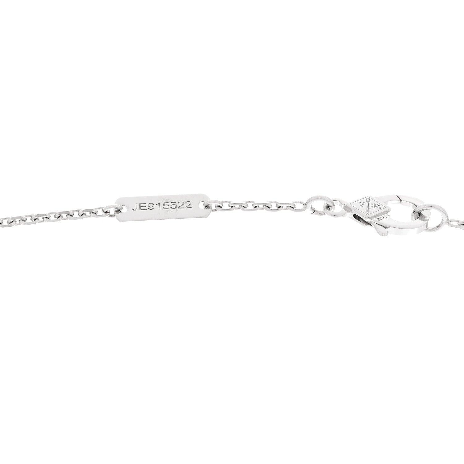 Van Cleef & Arpels 18k White Gold Chalcedony Vintage Alhambra Pendant Necklace 5 of 6