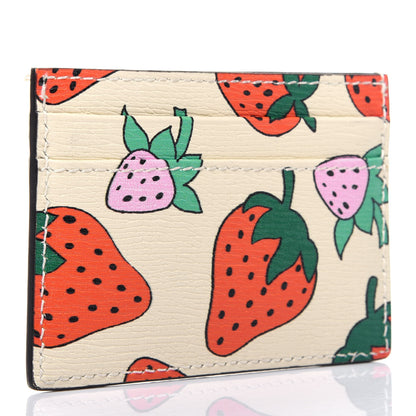 Gucci Calfskin Strawberry Print Zumi Case Case Ivory Red 3 of 12
