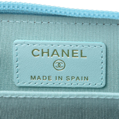 Chanel Caviar Quilted Boy Zip Around Coin Purse Wallet Light Blue 6 of 8