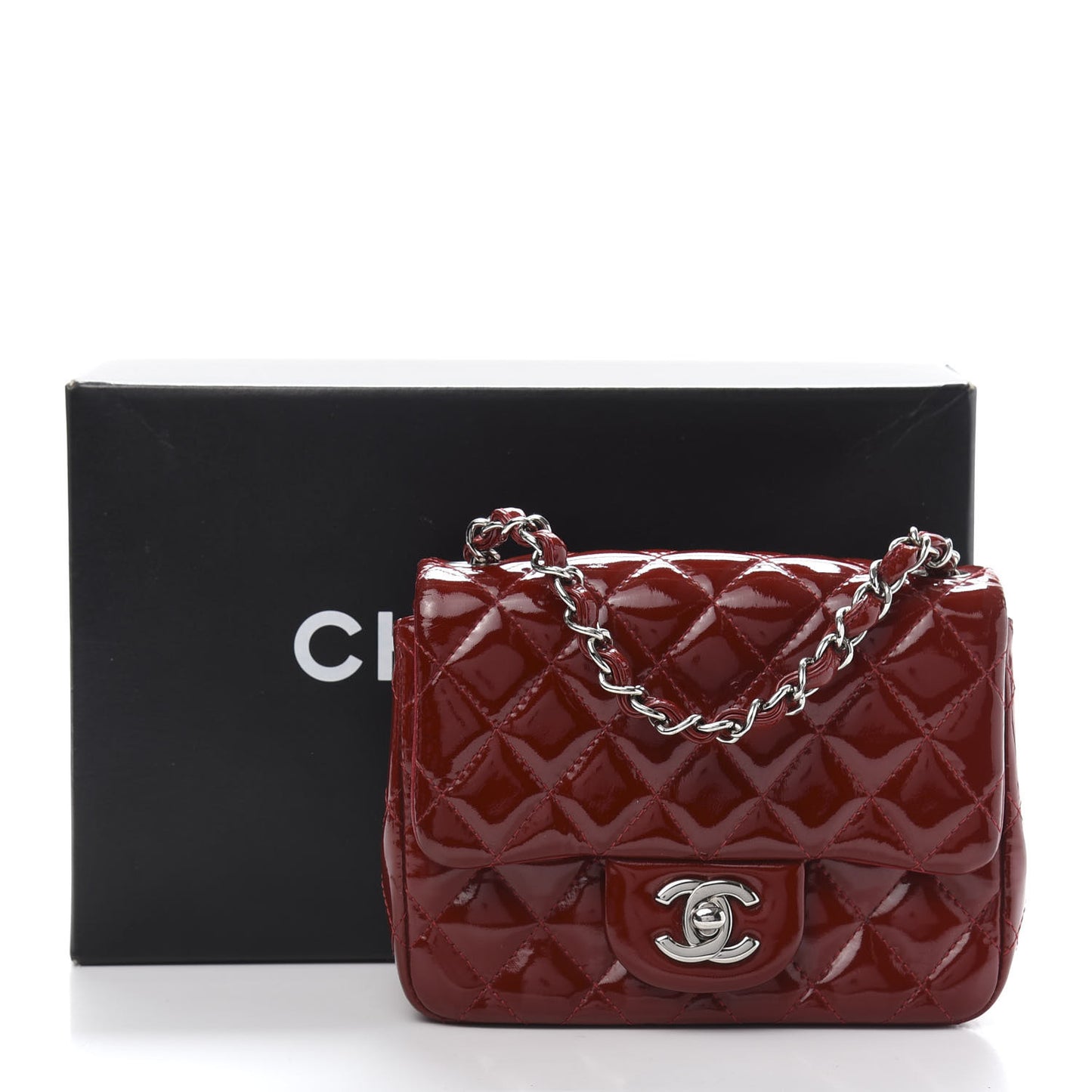 Patent Quilted Mini Square Flap Red