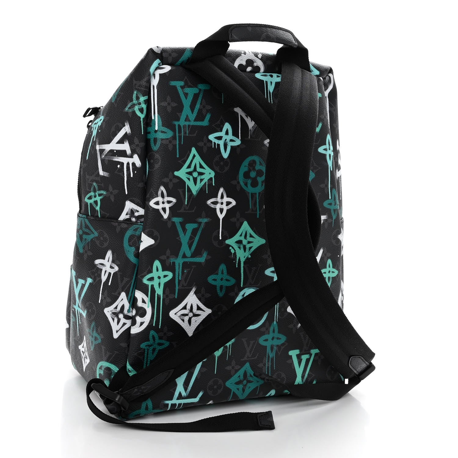 Louis Vuitton Monogram Eclipse LV Graffiti Discovery Backpack Green Lights 3 of 9