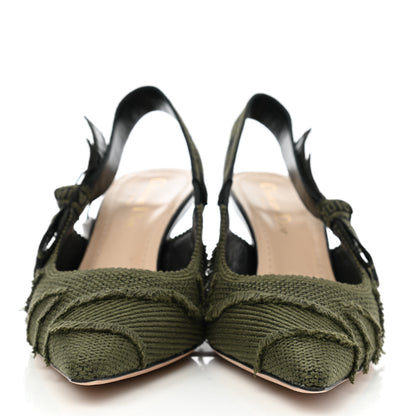 Christian Dior Canvas Ribbon Camouflage Embroidered J'Adior Slingback 65mm Pumps 37 Green 2 of 8