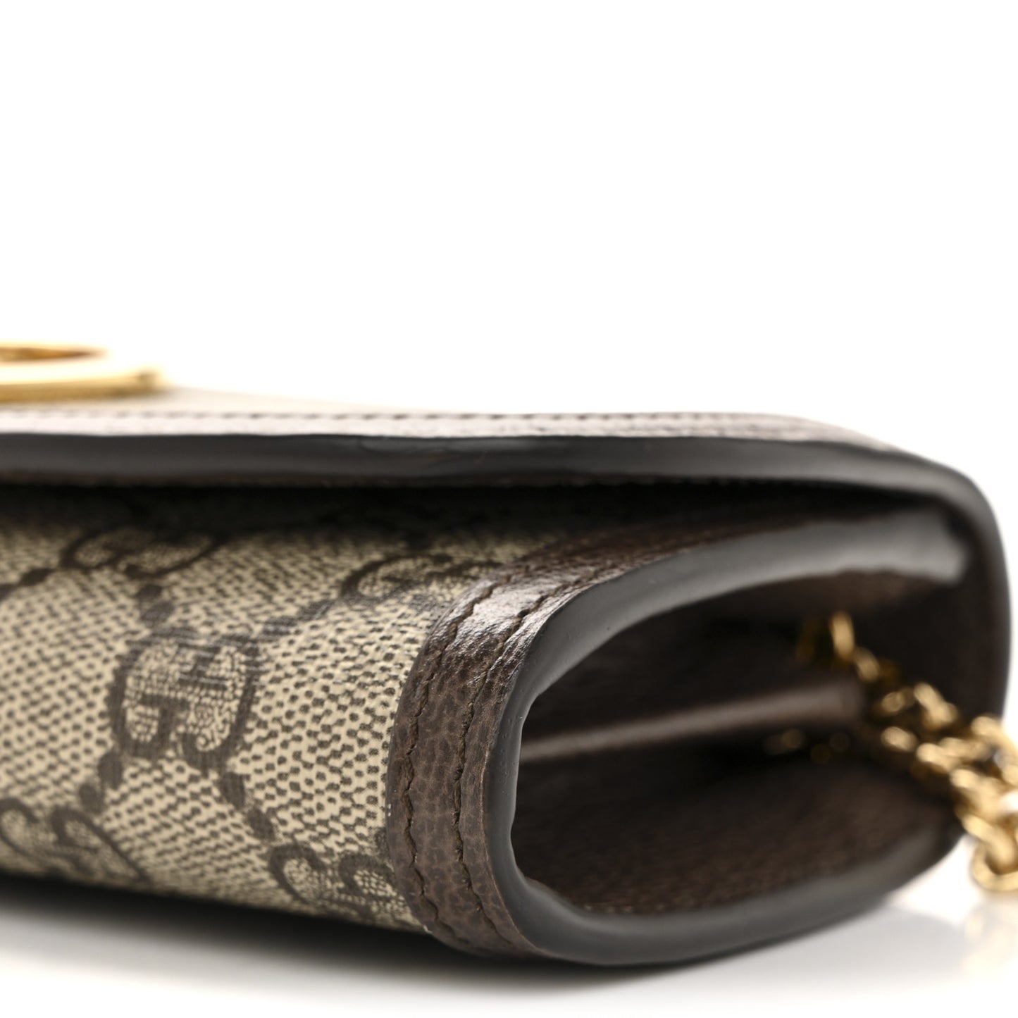 GG Supreme Monogram Textured Dollar Calfskin Blondie Continental Chain Wallet Beige Ebony New Acero