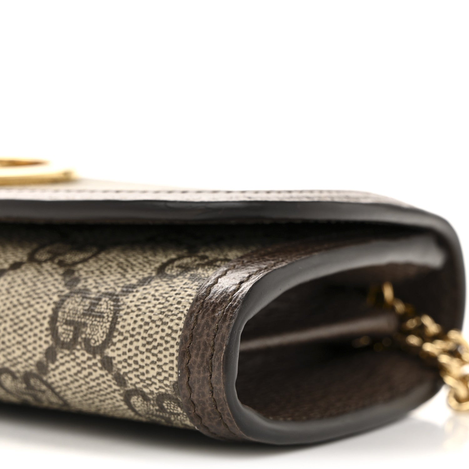 Gucci GG Supreme Monogram Textured Dollar Calfskin Blondie Continental Chain Wallet Beige Ebony New Acero 10 of 11