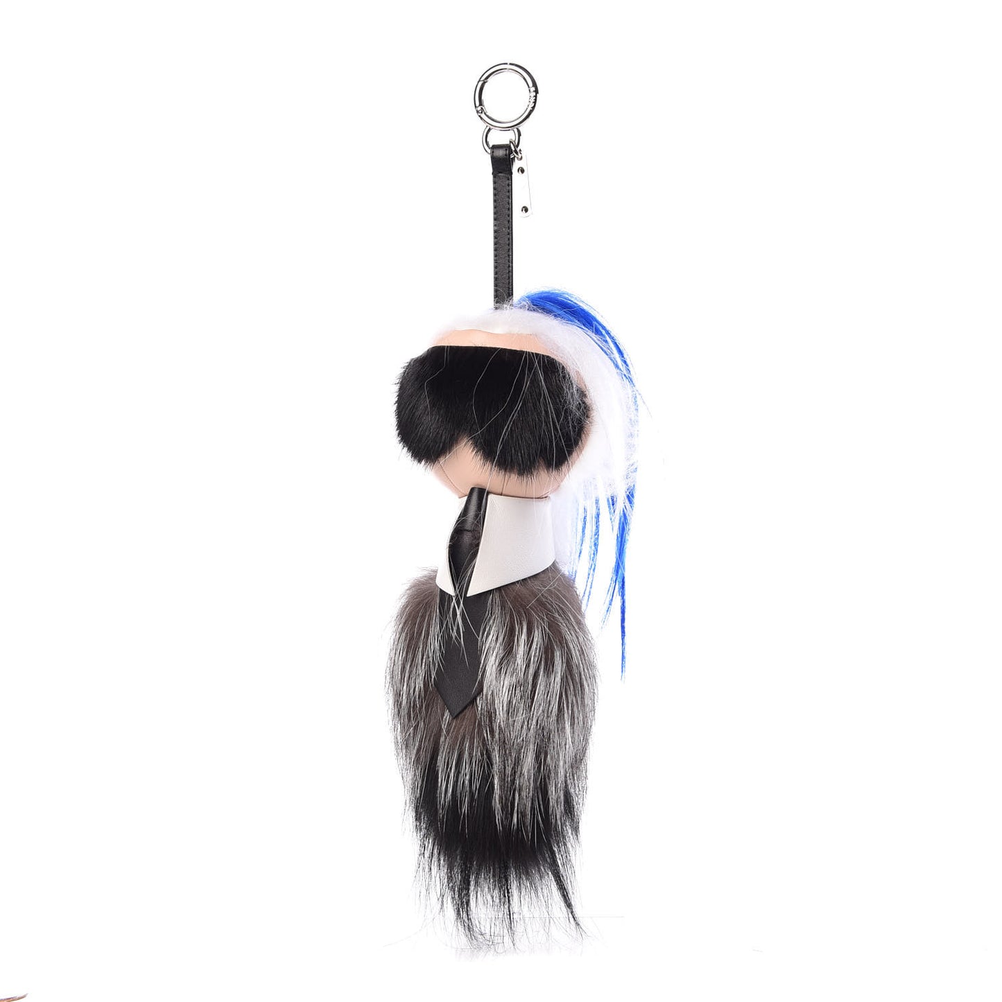 Mink Fox Goat Fur Karlito Bag Charm Blue